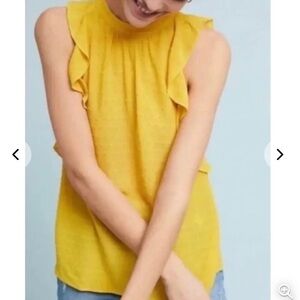 Anthropologie Maeve Lola Ruffled Yellow Blouse Size S